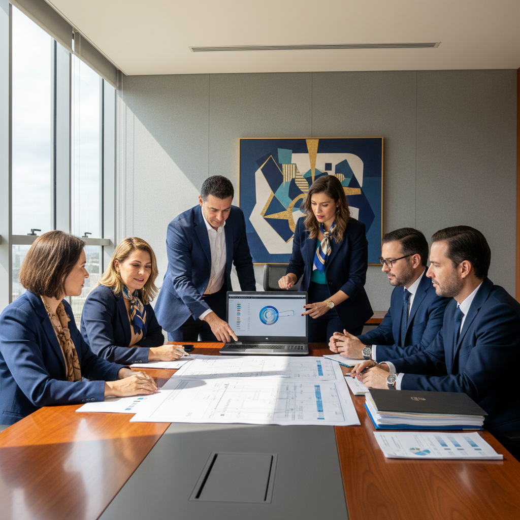 Equipe escolar discutindo planejamento, prioridades operacionais e indicadores.